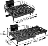 SAYZH Dish Drying Rack, Expandable Dish Drainer Rack with Drip Tray & Plate Sink