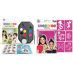 Snazaroo Rainbow Face Paint Palette Kit, 8 Colours, 11pcs, Brush, Sponge, Guide, Water Based, Easily Washable, for Ages 3+ & SZ1198014 Re-usable Face Paint Stencils for Girls-6 Pcs, Pink, Unit