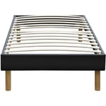 King Of Dreams - gregory - Solide et Confortable Sommier Tapissier noir + Pieds en 20 cm pour matelas en 120x200 - 2 x 13 Lattes - Montage Rapide et