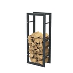 RANGEMENT A BOIS EN ACIER NOIR 100*40*25CM, RACK POUR BOIS DE CHAUFFAGE, RANG...