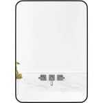 Cassilando - 71 x 50cm Miroir Mural Miroir de Salle de Bain, Miroir Rectangulaire Noir avec Cadre en Alliage d'Aluminium, Miroir Suspendu à Coin