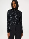 Fabienne Chapot Jade Star Turtleneck Top, Black/White