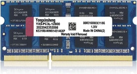 Ram DDR3 /DDR3L 8go 1600MHz PC3L-12800 / PC3-12800 Sodimm CL11 Non-ECC Unbuffered 1.35V / 1.5V 2Rx8 Double Rang 204 Pin Mémoire Ram Barette Kit pour Ordinateur Portable (Bleu)