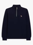 PS Paul Smith Zebra Embroidered Zip Neck Jumper, Blues