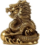 JYKFJ Richesse Symbole Statue Figurines Table Décor Chinois Zodiaque À Collectionner Statue Mascotte Décoration Lucky Dragon Cuivre Décoration Fengshui Maison Artisanat Décoration Lucky Figurine 1120