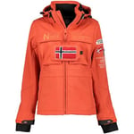 Geographical Norway tilsitt lady Veste Softshell Capuche Femme Impermeable Outdoor - Blouson Coupe Vent Resistant - Activites En Exterieur Randonnee Ski Automne Hiver Printemps (Corail M)