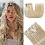 HotLulana Extension Clip Cheveux Naturel 120g 7pcs 50cm Invisible Extension Cheveux Naturel Rajout Cheveux Clip Naturel 20 Pouce Naturel Clip In Extension Human Hair P18K/613#