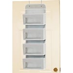 RJINS 4 Pocket Over Door Wall Mount Hanging Organizer Closet Storage Bag Clear Window Bathroom Baby Nursery Sundry Bag With Hooks,Grey