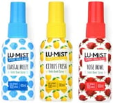 3 x 60ml Lu-Mist Toilet Bowl Spray Citrus Fresh, Rose Bowl, Coastal Breeze