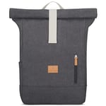 Johnny Urban Sac à Dos Rolltop Femme & Homme Noir/Anthracite - Adam Large - Backpack Voyage & Travail - Ordinateur Portable 15.6'' - Toile de Coton - Résistant à l'eau