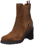 Tommy Hilfiger Bottines Femme Outdoor High Heel Boot en Daim, Marron (Natural Cognac), 40 EU