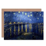 Wee Blue Coo Vincent Van Gogh Starry Night 1888 Old Master Painting Sealed Greeting Card Plus Envelope Blank inside Étoile Nuit Vieux maitre La peinture