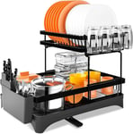 Baodan Dish Drying Rack Large, 2 Tier Kitchen Dish Drainer Rack Space-Saving, 3