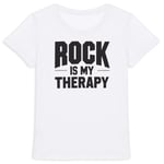 Tee Shirt "Rock Is My Therapy" - Pour Femme - Confectionné En France - Coton 100% Bio - Cadeau Rock Original Rigolo