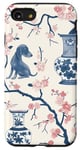 Coque pour iPhone SE (2020) / 7 / 8 Preppy Bocal en toile Chinoiserie Motif chiens et gingembre Rose et bleu