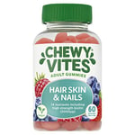 Chewy Vites Adults Hair Skin & Nails | 60 Gummy Vitamins | High-Strength Biotin 5000 µg | 1-a-Day | 2 Months Supply | Real Fruit Juice| Vegan