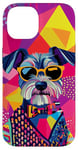 Coque pour iPhone 14 Figurine schnauzer miniature tendance et colorée Pop Art