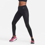 Nike Dri-Fit Go Mid-Rise Tights for Damer - Svart, Lange og Komfortable Løpetights i Str. S