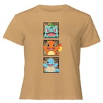 Pokemon Generation 1 Starters Women's Cropped T-Shirt - Tan - XL