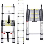 Échelle télescopique 5m - 16,4 Pi avec 2 crochets Détachable, échelle de grenier télescopique, portable extensible en aluminium