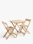 John Lewis ANYDAY Acacia Wood Foldable 2-Seater Garden Bistro Table & Chairs Set, Natural