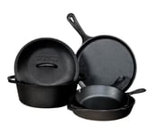 Lodge Pre-Seasoned Cast Iron 5 Piece Set, Black