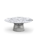 Knoll - Platner Coffee Table, base in Polished Nickel, Ø 91.5 cm, top in white Arabescato marble - Sofabord - Warren Platner