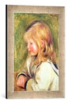Kunst für Alle 'Image encadrée de Pierre Auguste Renoir The Child in A White T-Shirt Reading, 1905, d'art dans Le Cadre de Haute qualité Photos Fait Main, 30 x 40 cm, Argent Raya