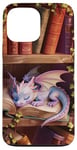 Coque pour iPhone 13 Pro Max Amateur de livres Cute Dragon Books Cottagecore Flower Bookworm