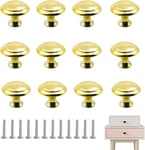 12 Pièces Boutons de Meubles en Or Poignee de Porte Ronds en Or Vintage Rond Métal Boutons pour Armoire Meuble Placards Tiroirs, 23 * 29 mm