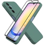 HHUIWIND Coque pour Samsung Galaxy A25 5G (6,5") avec Verre Trempé écran Protecteur,Anti-Scratch Étui Silicone TPU Case Cover pour Samsung Galaxy A25 5G - Vert01