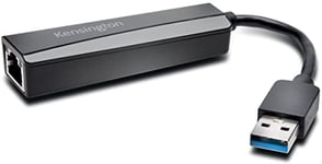 Kensington Adaptateur Ethernet - USB 3.0 vers Ethernet Gigabit 10/100/1000 (K33981WW) Noir