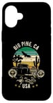 Coque pour iPhone 16 Plus Big Pine California USA Hotrod Design rétro coucher de soleil dans le désert