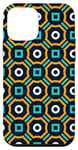 iPhone 12 mini Navy Blue Mustard Yellow Teal Square Circle Art Deco Pattern Case