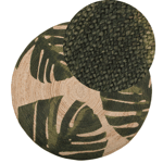 Tapis Rond Beige et Vert à Motif Végétal en Jute pour Chambre ou Salon au Style