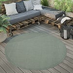 Tapis Extérieur Rond Résistant Aux Intempéries Balcon Terrasse Tapis De Cuisine Moderne Monochrome, Dimension:160 cm Rond, Couleur:Vert