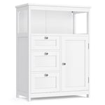 VASAGLE Meuble de Salle de Bain, Meuble de Rangement, Commode, Placard, Armoire, avec 3 Tiroirs, Étagères Réglables, 30 x 60 x 80 cm, Blanc BBC542P31V1