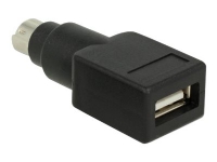 Delock - Adapter för tangentbord/mus - PS/2 (hane) till USB (hona) - svart