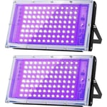 100W LED UV-svartljus, kraftfull UV-strålkastare, IP66, 395 UV-lampa nm för jul, Halloween-ljusfest (2-pack)