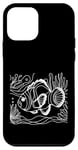 Coque pour iPhone 12 mini Line Art Poisson & Ichtyologiste Faux Percula Poisson Clown