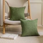 Home Brilliant Set of 2 60 x 60 Cushion Covers Dark Green, Durable Burlap Linen Cushion Covers 60x60, Home Decoration Large Cushions for Party, 24 inch, Green