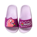 LONGWEI Boys Girls Slipper Children Slide Sandals Kids Anti-Slip Beach Toddler Summer Slipper Beach Pool Non-Slip Cute Dinosaur(6.5 UK/CN 24/25,Purple)