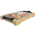 Cecotec Plancha électrique Tasty&Grill 2000 Bamboo MixStone. 2 000 W, structure bambou, thermostat réglable, surface mixte grill et plancha, revêtement RockStone, passe au lave-vaisselle