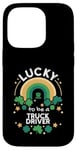 Coque pour iPhone 14 Pro St Patrick's Day Lucky Truck Driver Job Trèfle irlandais