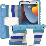 Coque résistante aux Chocs pour iPad 10.2, 3 Couches, Support Complet, Robuste, Porte-Crayon intégré pour iPad 10,2", Version 2019/2020, Bleu coloré