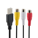 Câble USB vers 3 RCA, USB mâle vers 3 RCA mâles, répartiteur audio vidéo, AV composite (USB M/3RCA F)