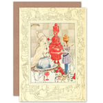 Birthday Painting Alice In Wonderland Red White Queen Greetings Card Plus Envelope Blank inside