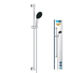 GROHE Vitalio Start 110 - Shower Set (Round 11 cm Hand Shower 3 Spray: Rain, Jet and Massage, Anti-Limescale System, Shower Hose 1.75 m, Rail 90 cm), Easy to Fit with GROHE QuickGlue, Chrome, 26956001