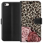 Apple iPhone 5s Sort Lommebokdeksel Leopardrosor