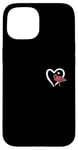 Coque pour iPhone 15 Flamant rose en forme de cœur